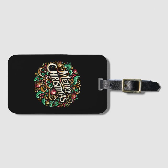 Étiquette À Bagage Noël Joyeux Noël Matin Joyeux (Devant Horizontal)