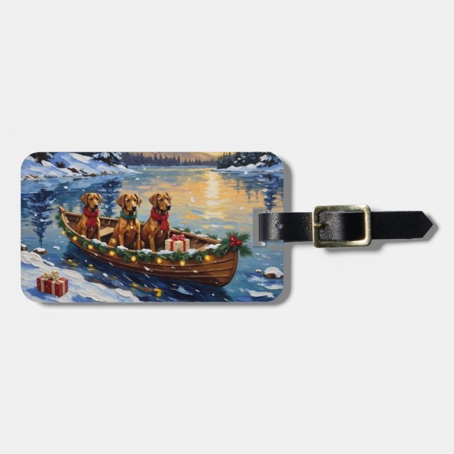 Étiquette À Bagage Noël Rhodesian Ridgeback Bateau Vacances (Devant horizontal)