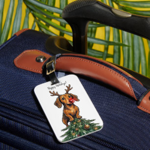Étiquette À Bagage Noël teckel