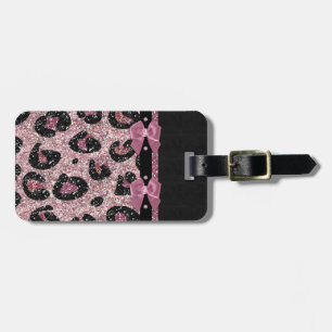 Étiquette À Bagage Nœuds en ruban imprimé léopard rose rockabilly RAB