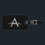 Étiquette À Bagage Noir Argent moderne Script Girl Monogramme Nom<br><div class="desc">Monogramme noir et argent Ajouter votre propre nom Script Bagage sac étiquette Le sac fait le cadeau parfait pour 16 ans,  mariage,  douche nuptiale,  baby shower ou bachelorette cadeau pour quelqu'un décorant sa chambre dans le style.</div>
