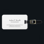 Étiquette À Bagage Noir Blanc Élégant Plaque Simple<br><div class="desc">Choisissez parmi différents types et tailles. Outils de modification faciles. Classique Professionnel Modèle Simple Pour Tous Les Besoins.</div>