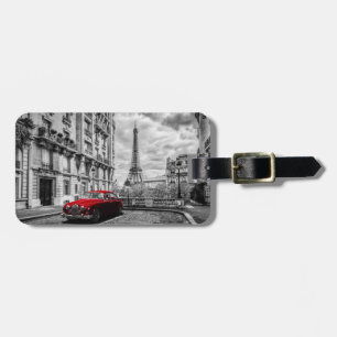 Étiquette À Bagage Noir, blanc et rouge de tour d'Eiffle