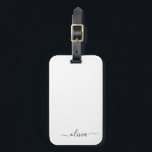 Étiquette À Bagage Noir Blanc Script Monogramme Nom Moderne<br><div class="desc">Monogramme argent et blanc Ajoutez votre propre nom Script Signature Coussin. Le sac à bagages marque le cadeau parfait pour 16 ans,  mariage,  douche nuptiale,  baby shower ou bachelorette cadeau pour quelqu'un qui aime un style chic élégant et moderne.</div>