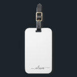 Étiquette À Bagage Noir Blanc Script Monogramme Nom Moderne<br><div class="desc">Monogramme argent et blanc Ajoutez votre propre nom Script Signature Coussin. Le sac à bagages marque le cadeau parfait pour 16 ans,  mariage,  douche nuptiale,  baby shower ou bachelorette cadeau pour quelqu'un qui aime un style chic élégant et moderne.</div>