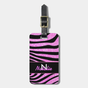 ÉTIQUETTE À BAGAGE NOIR BOLD ZEBRA STRIPES NOM PARTIES SCINTILLANT TU