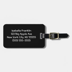 Étiquette À Bagage Noir couleur solide Cute minimaliste