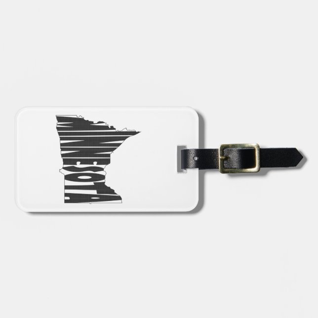 Étiquette À Bagage Noir d'art de mot de nom d'état du Minnesota (Devant horizontal)