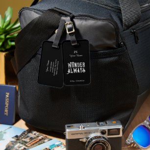 Étiquette À Bagage Noir et blanc Élégant Personnalisé Minimaliste mod