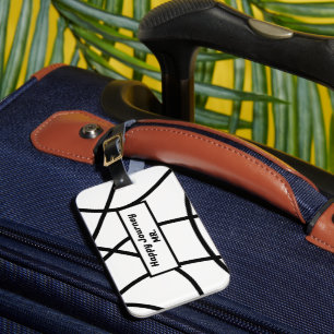 Étiquette À Bagage noir et blanc minimaliste moderne monogrammed