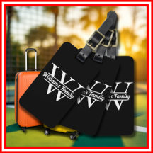 Noir et blanc | Monogramme simple de nom de famill