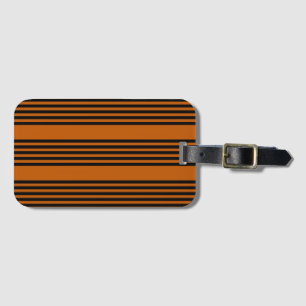 Étiquette À Bagage Noir et brûlé orange cinq bandes motif