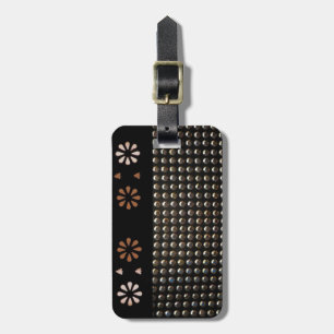 Étiquette À Bagage Noir et motif de goujons d'or