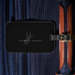 Étiquette À Bagage Noir minimaliste main lettres initiales Monogramme<br><div class="desc">Balise de bagage Monogramme minimaliste noir Initiales lettres main</div>