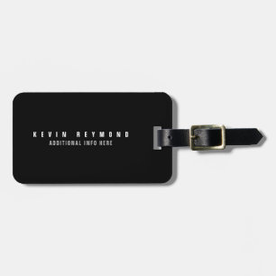 Étiquette À Bagage Noir simple de base minimal