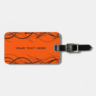 Étiquette À Bagage Noir sur l'étiquette orange de bagage de