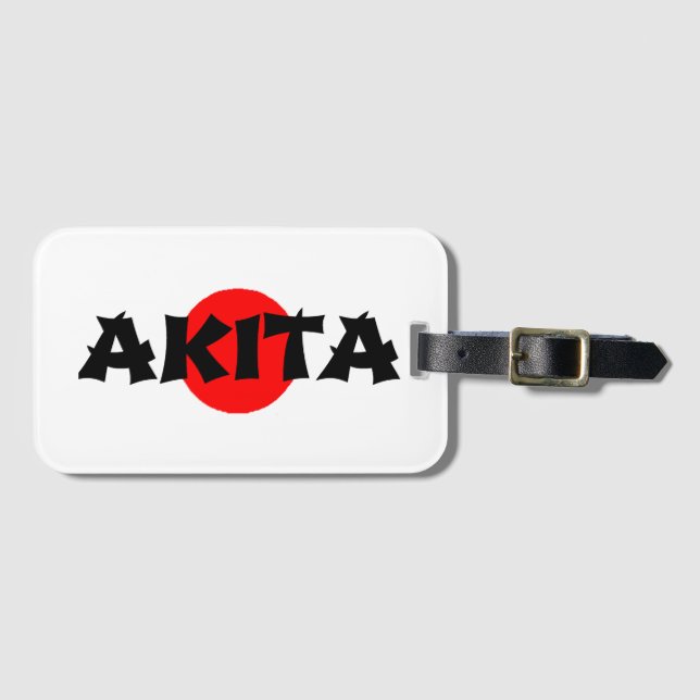 Étiquette À Bagage nom akita sur drapeau (Devant Horizontal)