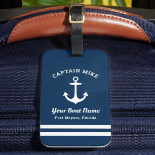 Étiquette À Bagage Nom de bateau personnalisé Capitaine Ancre de la M