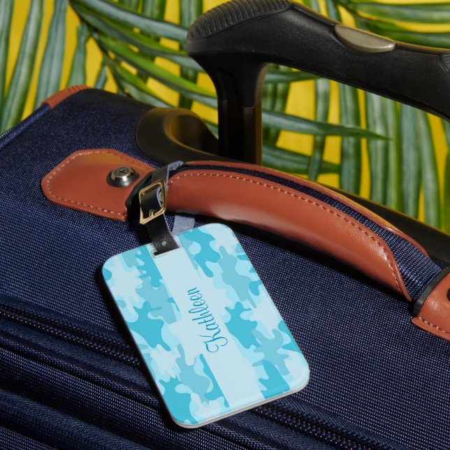 Étiquette À Bagage Nom de camouflage de Camo de bleu de turquoise (Insitu Rectoal 1)