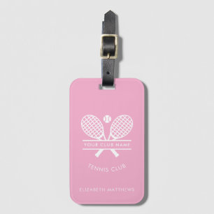 Étiquette À Bagage Nom de club moderne Icônes de tennis Rose personna