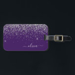 Étiquette À Bagage Nom de fille pailleté argent violet<br><div class="desc">Oreiller monogramme pailleté argent et violet. L'oreiller est le cadeau idéal pour un anniversaire des 16 ans,  un mariage,  une douche de mariée,  une baby shower ou une soirée d'enterrement de vie de jeune fille pour quelqu'un qui décore sa chambre avec style.</div>