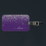Étiquette À Bagage Nom de fille pailleté argent violet<br><div class="desc">Oreiller monogramme pailleté argent et violet. L'oreiller est le cadeau idéal pour un anniversaire sweet 16,  un mariage,  une douche de mariée,  une baby shower ou une soirée d'enterrement de vie de jeune fille pour quelqu'un qui décore sa chambre avec style.</div>