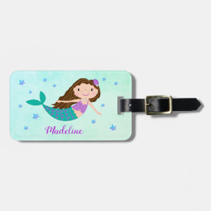 Étiquette À Bagage Nom de la Parties scintillant mauve de sirène