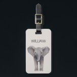 Étiquette À Bagage Nom de l'éléphant du bébé mignon<br><div class="desc">ignon bébé éléphant illustration étiquette de bagage de nom personnalisée</div>