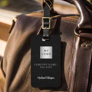 Étiquette À Bagage nom de logo de société commerciale en cuir noir