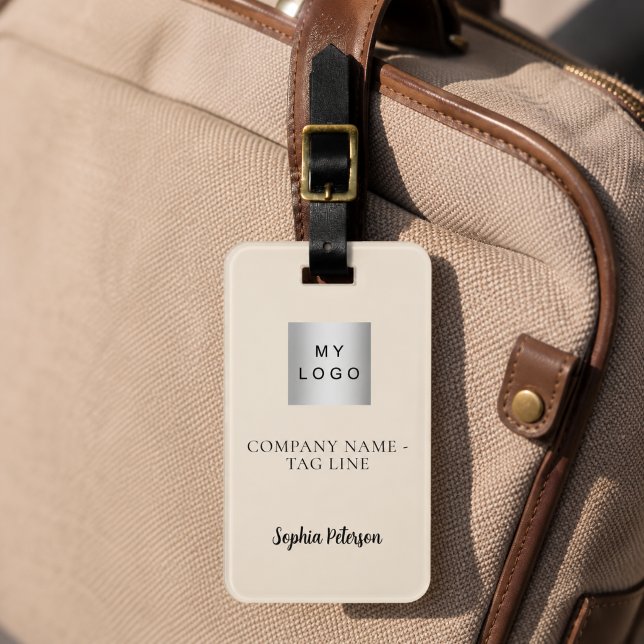 Étiquette À Bagage Nom de logo d'entreprise de champagne beige (Créateur téléchargé)