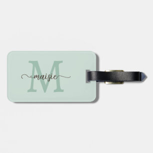 Étiquette À Bagage Nom de monogramme élégant de cacao à la menthe en