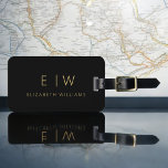 Étiquette À Bagage Nom de monogramme minimaliste en or noir classique<br><div class="desc">Améliorez votre expérience de voyage avec notre étiquette de bagages Monogramme minimaliste classique élégant et moderne. Cet accessoire méticuleusement conçu allie élégance intemporelle et minimalisme contemporain, assurant à vos bagages un caractère sophistiqué. Réalisée avec précision et attention au détail, cette étiquette à bagages est plus qu'un simple article pratique, c'est...</div>