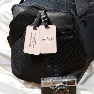 Étiquette À Bagage Nom d'écriture manuscrite Monogramme moderne