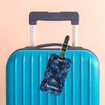 Étiquette À Bagage Nom des écailles de sirène bleu foncé<br><div class="desc">Pèse-sirène bleu foncé. Personnalisez et ajoutez un nom.</div>