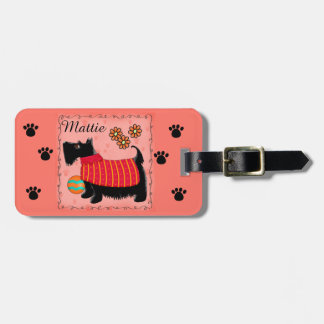 Étiquette À Bagage Nom du chien de Terrier écossais noir Orange perso