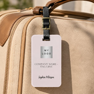 Étiquette À Bagage Nom du logo de l'entreprise de blush rose