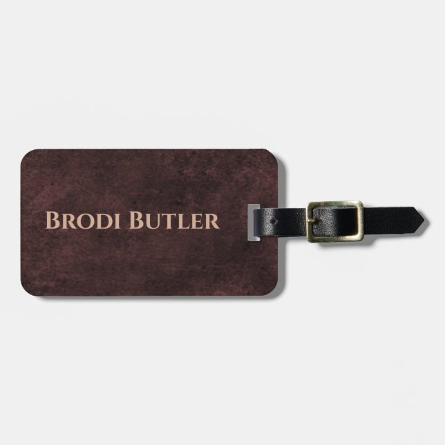 Étiquette À Bagage Nom du look en cuir Brown foncé (Devant horizontal)