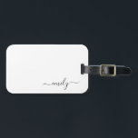Étiquette À Bagage Nom du monogramme blanc noir moderne<br><div class="desc">Nom du monogramme simple de script noir et blanc. Cela rend le cadeau parfait pour 16 ans,  mariage,  douche nuptiale,  anniversaire,  baby shower ou bachelorette pour quelqu'un qui aime le luxe glam et les styles chic.</div>