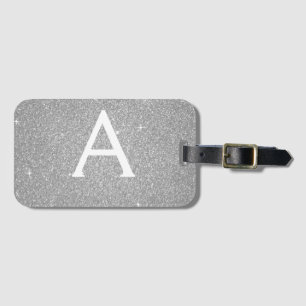 Étiquette À Bagage Nom du monogramme de la Parties scintillant Silver
