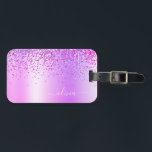 Étiquette À Bagage Nom du monogramme métallique à Parties scintillant<br><div class="desc">Purple Faux Foil Parties scintillant étincelante métallique brossé Monogramme de métal Nom et étiquette initiale de sac ou de bagage. Cela rend le cadeau parfait pour 16 ans,  mariage,  douche nuptiale,  anniversaire,  baby shower ou bachelorette pour quelqu'un qui aime le luxe glam et les styles chic.</div>