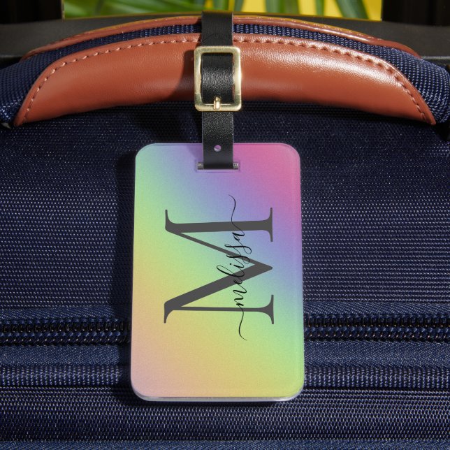Étiquette À Bagage Nom du monogramme Pastel Rainbow (Insitu Rectoal 2)