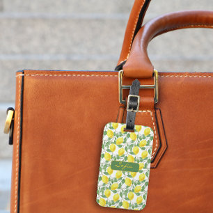 Étiquette À Bagage Nom du motif jaune citron Balise de bagage