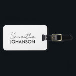 Étiquette À Bagage Nom du script monogramme | Minimaliste moderne Fem<br><div class="desc">Nom du script monogramme | Minimaliste moderne Feminine</div>