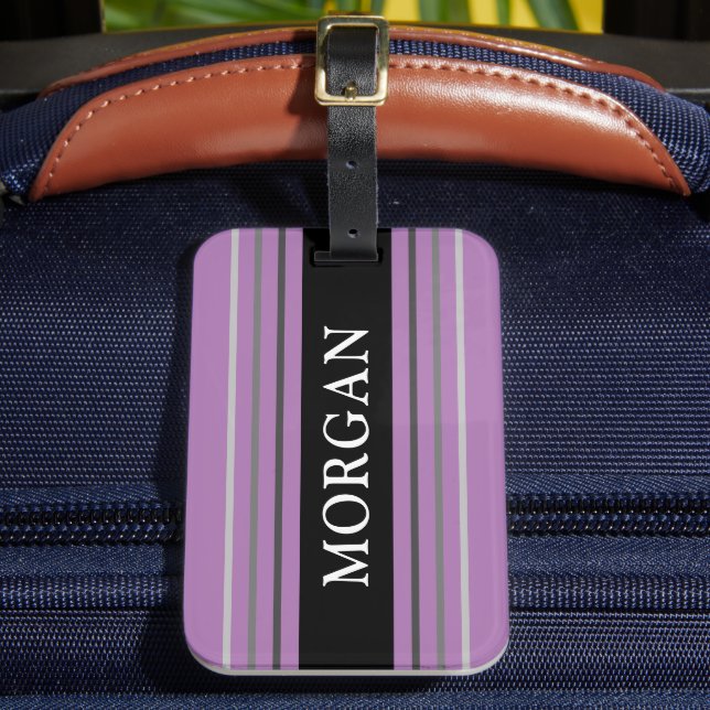 Étiquette À Bagage Nom en Blancs, Noirs & Gris, Lavande (Insitu Rectoal 2)