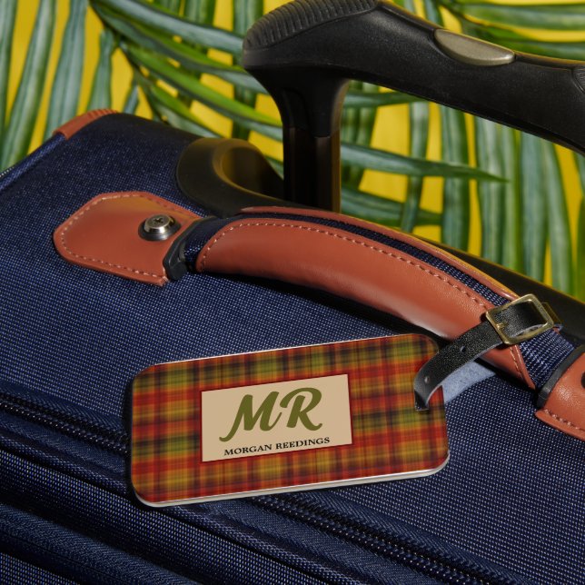 Étiquette À Bagage Nom et initiales du Motif Plaid Automne (Insitu Rectoal 3)