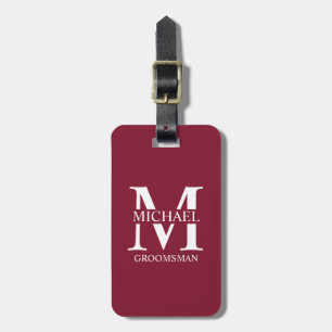 Étiquette À Bagage Nom et monogramme du Groomsman personnalisé