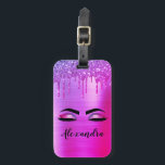 Étiquette À Bagage Nom et nom initial du monogramme en métal brossé v<br><div class="desc">Parties scintillant à étincelle métallique violette Faux Foil Brossé Nom du monogramme en métal brossé et cils initiaux (cils), Extensions d'oreillettes et yeux Bagage ou sac Nom Balise. Le design fait le cadeau parfait pour 16 ans, mariage, douche nuptiale, anniversaire, baby shower ou bachelorette pour quelqu'un à la recherche d'un...</div>