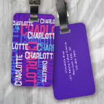 Étiquette À Bagage Nom extensible Graffiti Purple Kids<br><div class="desc">La façon la plus simple d'aider votre fille à repérer son sac dans une foule qui ressemble à la même chose est avec cette adorable étiquette de sac personnalisé! Il y a de la place sur le devant pour son nom, et sur le dos vous pouvez mettre vos coordonnées, juste...</div>