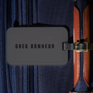 Étiquette À Bagage Nom moderne ou autre modèle de texte Gris foncé