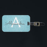 Étiquette À Bagage Nom monogramme pailleté bleu sarcelle<br><div class="desc">Étiquette de bagage monogramme pailleté bleu sarcelle aqua glacé. Cette étiquette de bagage est parfaite pour la rentrée scolaire, le travail ou les voyages. L'étiquette de bagage est également un excellent cadeau pour les mariages, les anniversaires, les enterrements de vie de jeune fille, les lunes de miel ou pour une...</div>